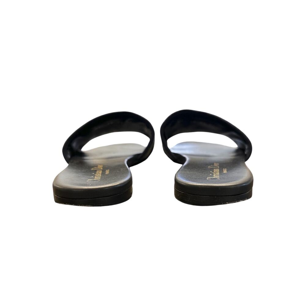 Christian Dior Dway Blue Toile Embroidered Logo Mules Slides Sandals Size 37.5 - Picture 5 of 8